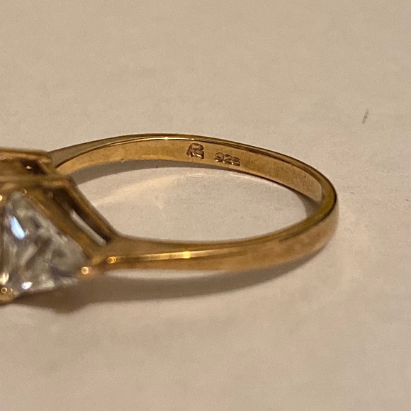 Vintage 3 Stone CZ Gold over Sterling Ring - Picture 9 of 11